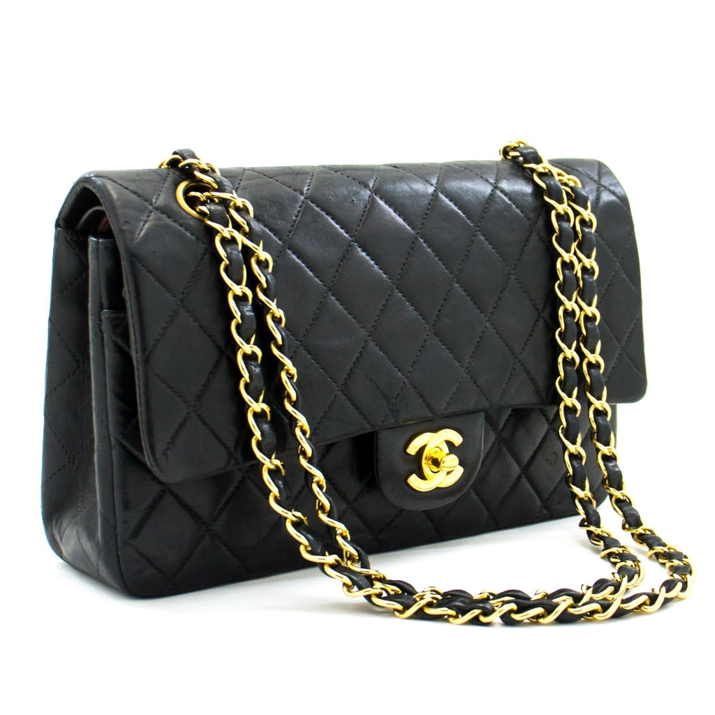 CHANEL 2.55 Double Flap Medium Chain Shoulder Bag Black Lambskin i51 – Accessorio premium elegante