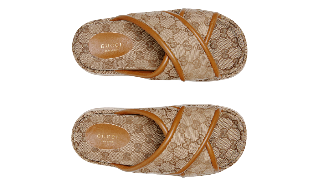 Gucci Women's GG Platform Sandal "Beige And Dark Brown"