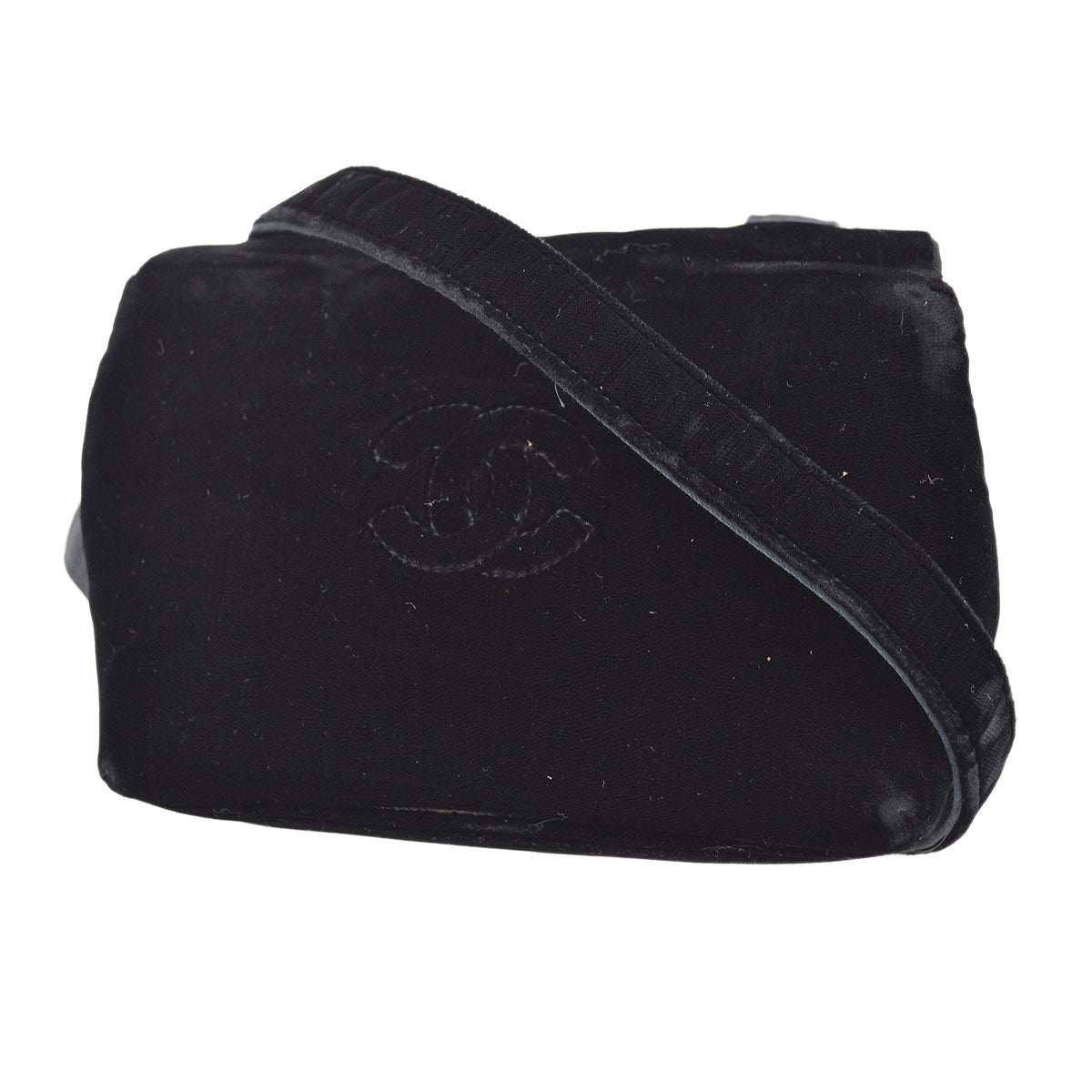 CHANEL 1991-1994 Camellia Crossbody Bag Black Velvet – Accessorio premium elegante