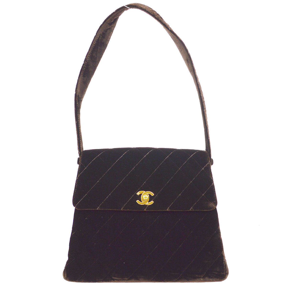 CHANEL 1997-1999 Quilted Flap Shoulder Bag Large Brown Velvet – Accessorio premium elegante
