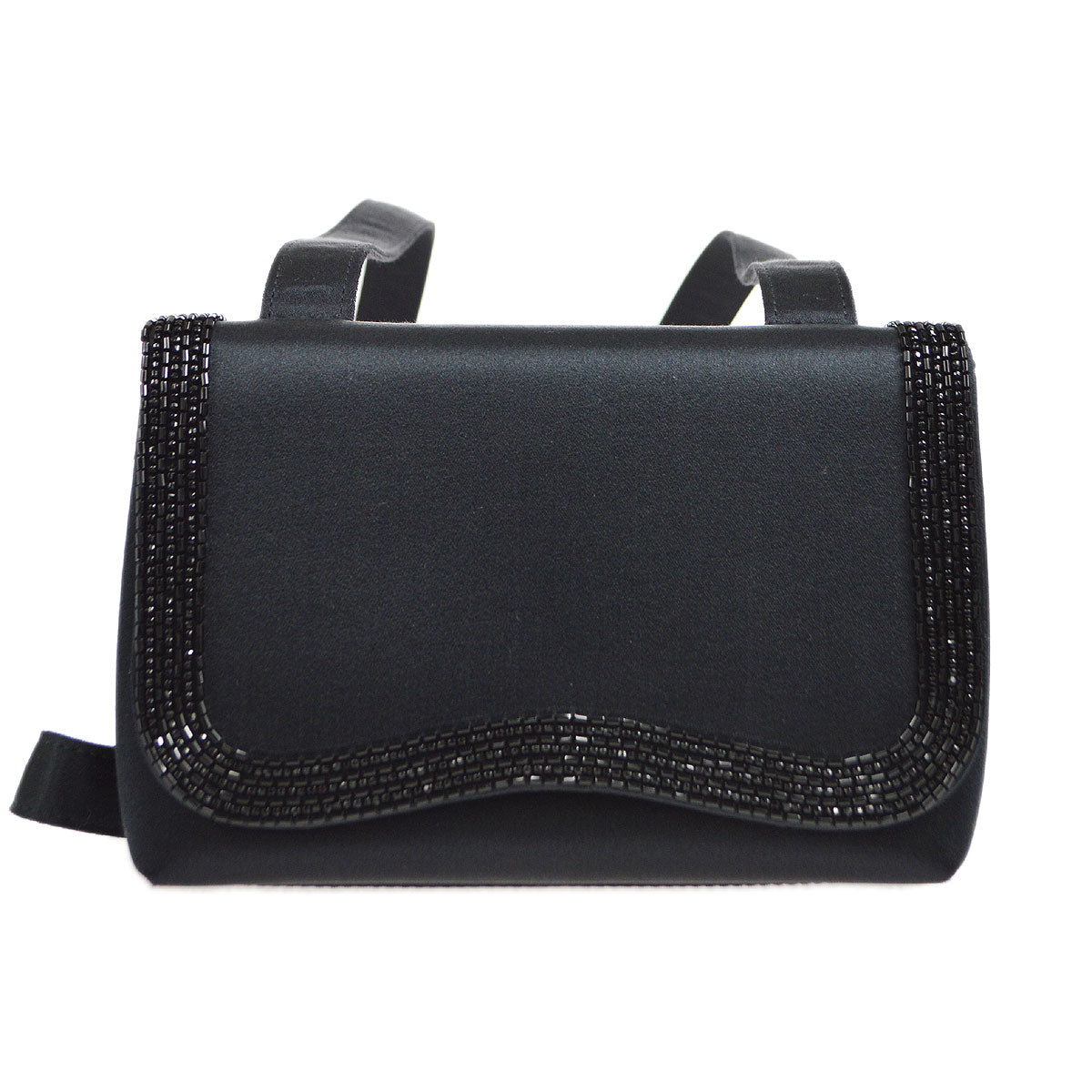 CHANEL 1997-1999 Bead Shoulder Bag Black Satin – Accessorio premium elegante
