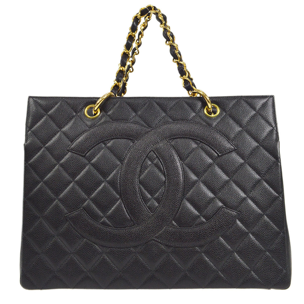 CHANEL 1994-1996 Chain Tote Bag Black Caviar – Accessorio premium elegante