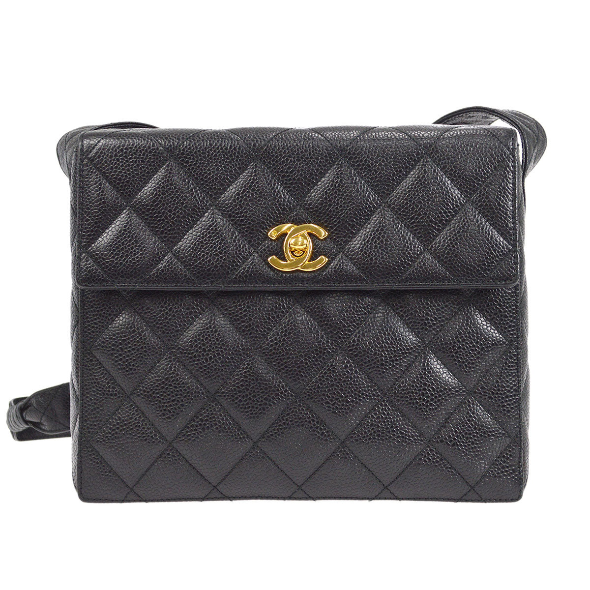 CHANEL 1996-1997 Flap Box Shoulder Bag Small Black Caviar – Accessorio premium elegante