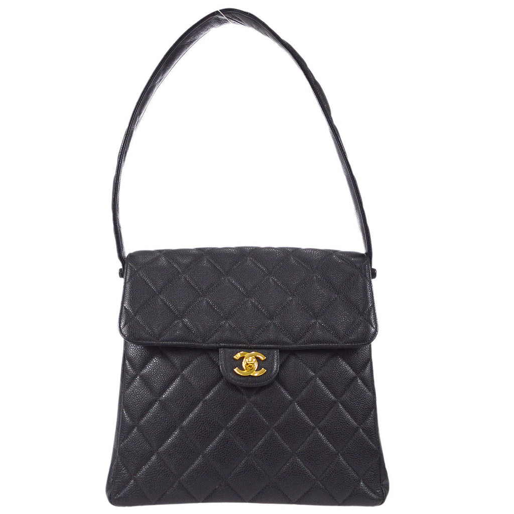 CHANEL 1996-1997 Double Side Classic Flap Shoulder Bag Medium Black Caviar – Accessorio premium elegante