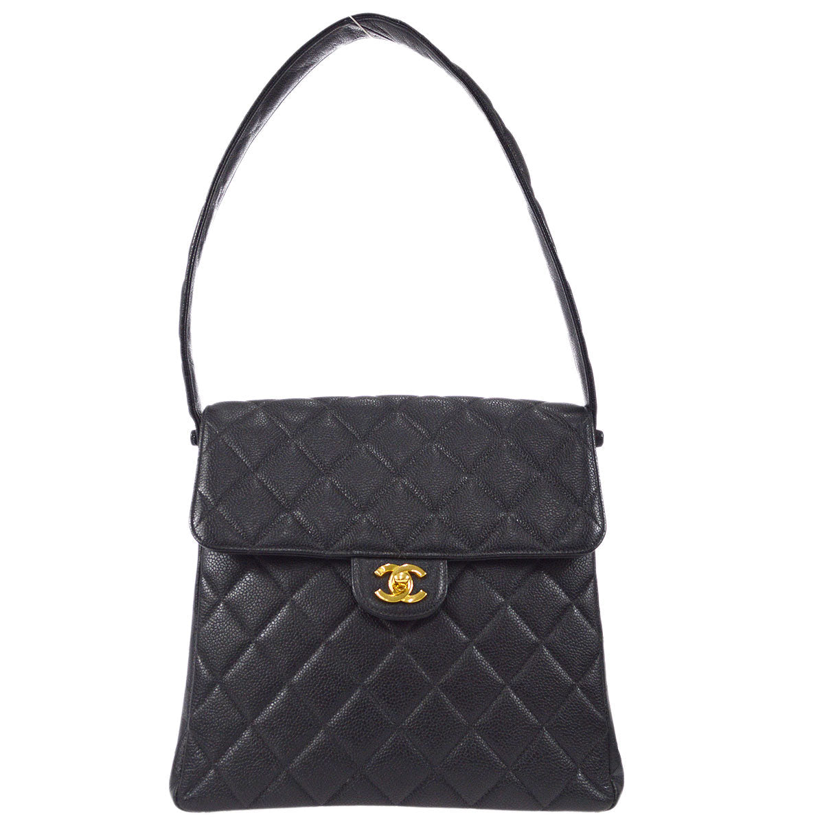 CHANEL 1996-1997 Double Side Classic Flap Shoulder Bag Medium Black Caviar – Accessorio premium elegante