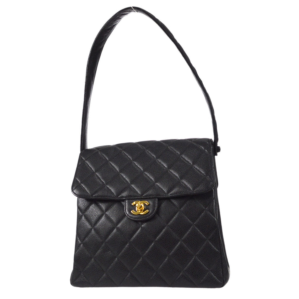 CHANEL 1996-1997 Double Side Classic Flap Shoulder Bag Medium Black Caviar – Accessorio premium elegante