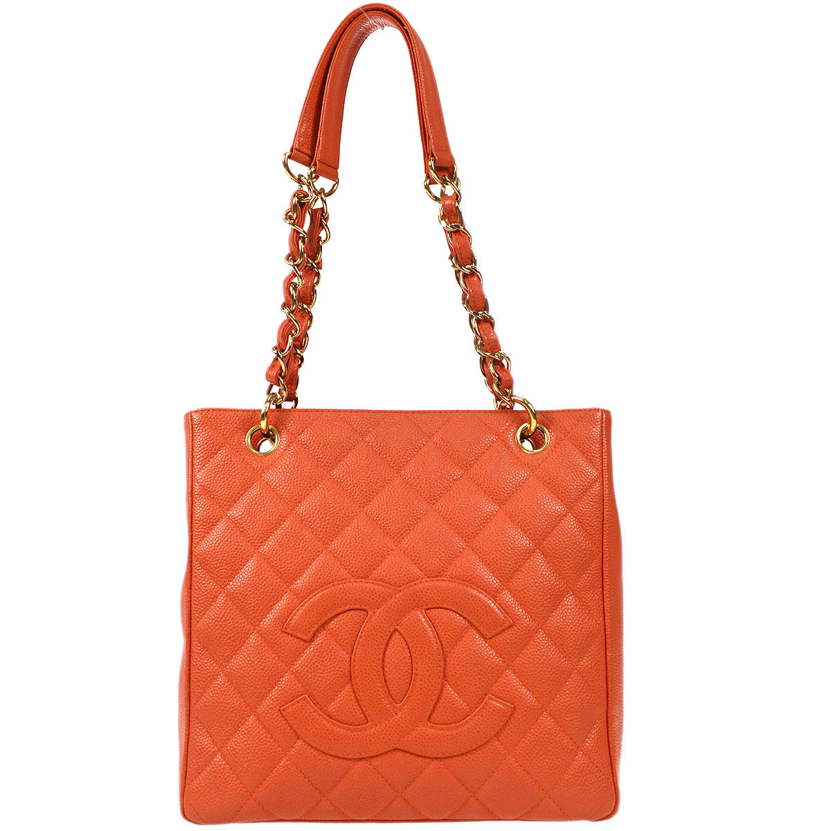 CHANEL 2003-2004 Petite Shopping Tote PST Pink Orange Caviar – Accessorio premium elegante