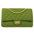 CHANEL 2.55 Line Double Flap Shoulder Bag Green Cotton – Accessorio premium elegante