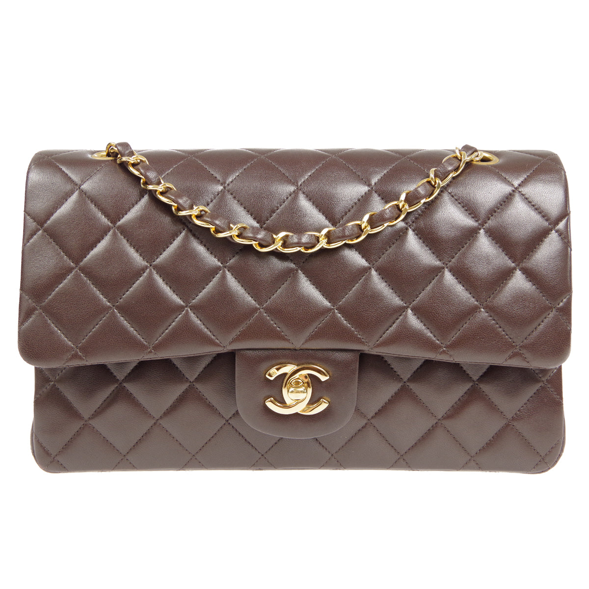 CHANEL * Classic Double Flap Medium Shoulder Bag Brown Lambskin – Accessorio premium elegante