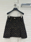 LV 25 Classic Logo Denim Skirt Black Cotton – Accessorio premium elegante