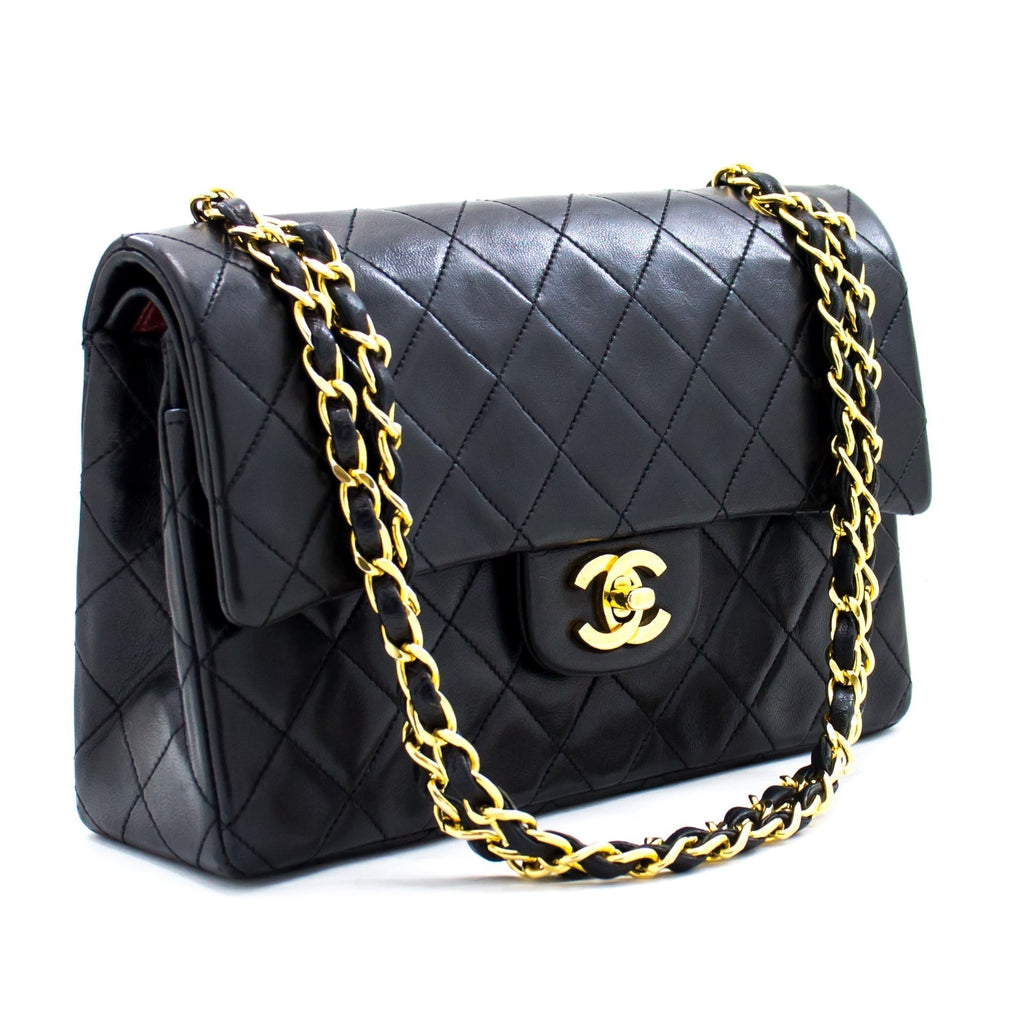 CHANEL 2.55 Double Flap Small Chain Shoulder Bag Black Lambskin h21 – Accessorio premium elegante