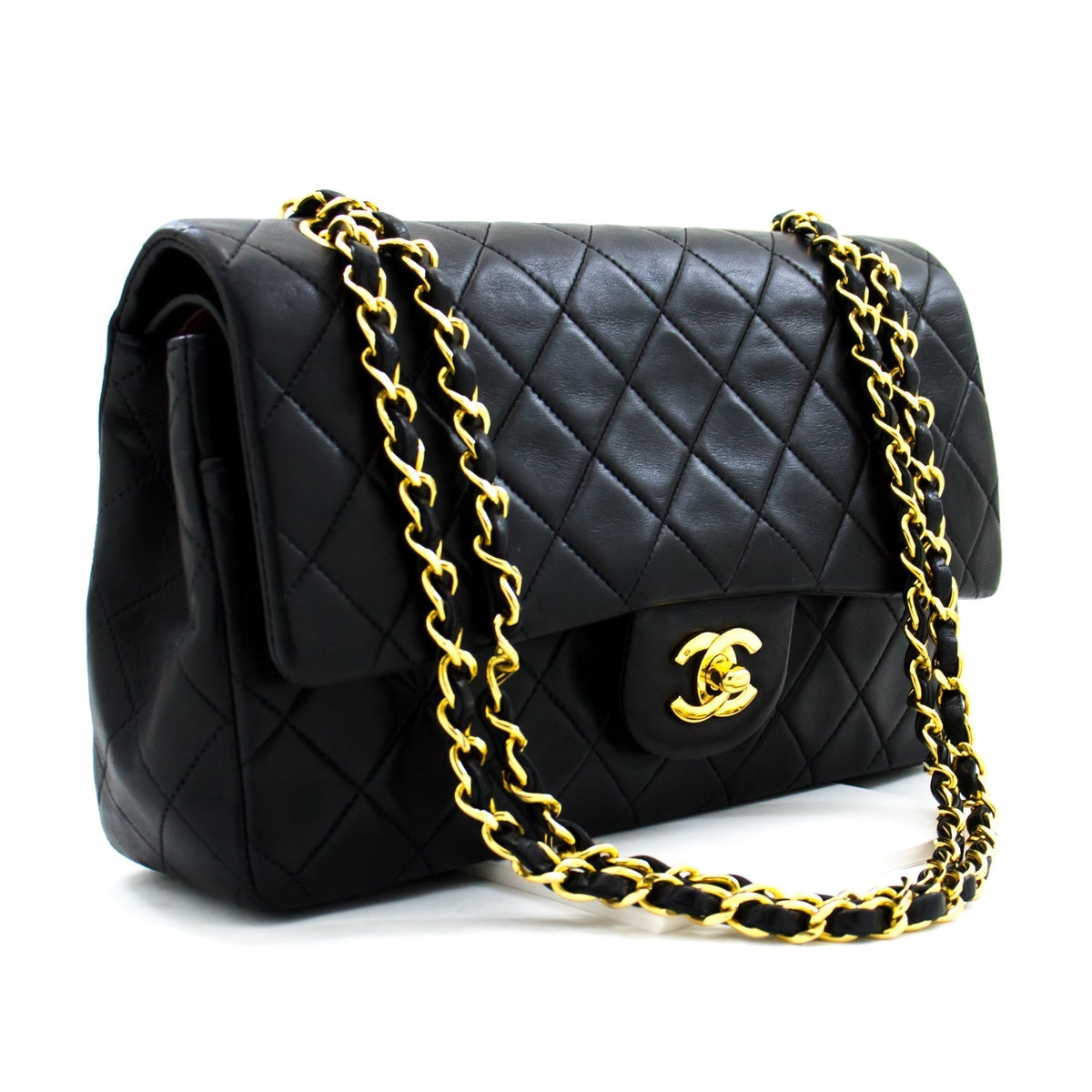 CHANEL 2.55 Double Flap Chain Shoulder Bag Black Lambskin Handbag h50 – Accessorio premium elegante