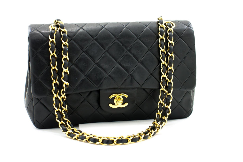 CHANEL 2.55 Double Flap Chain Shoulder Bag Black Lambskin Handbag h50 – Accessorio premium elegante
