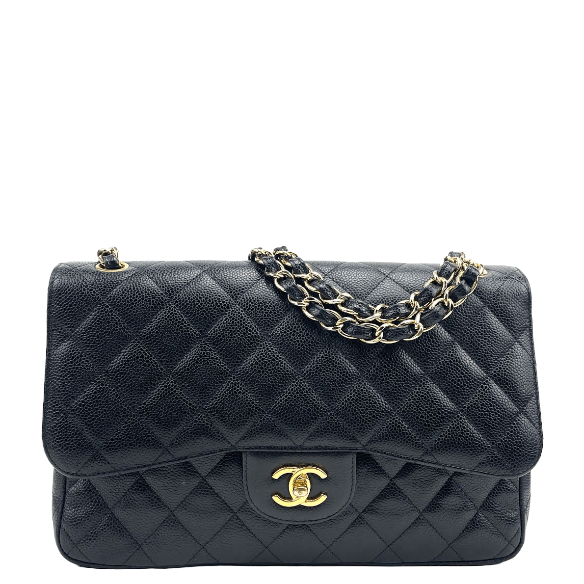 CHANEL 2011 Jumbo Double Flap Quilted Caviar Black with Gold – Accessorio premium elegante