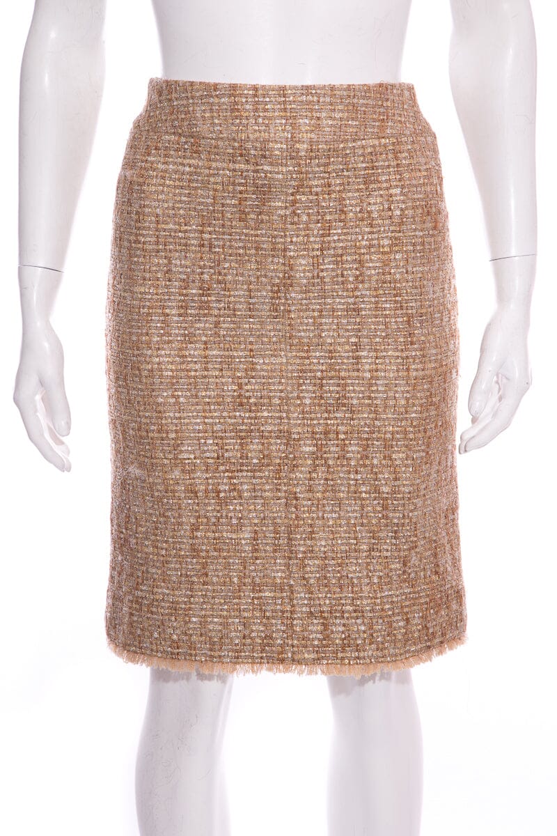 Chanel 2005 Pre-Fall Gold Tweed Skirt SZ 34 – Accessorio premium elegante