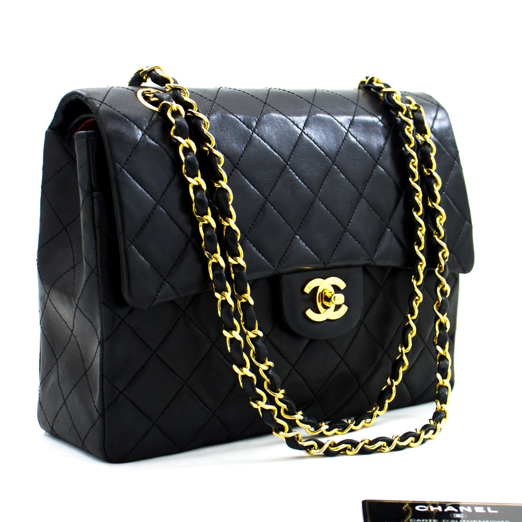 CHANEL 2.55 Double Flap Square Chain Shoulder Bag Black Lambskin h72 – Accessorio premium elegante