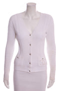 Chanel 2022/2023 CC Logo White Cardigan SZ 38