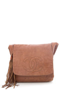 Chanel 1990 Brown Messenger Leather CC Bag with Fringe Detail – Accessorio premium elegante