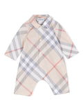 Tutina a quadri per neonato Burberry Kids beige con colletto classico – Accessorio premium elegante