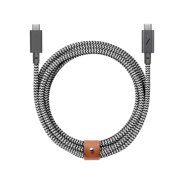 Native Union Belt Cable Ultra Strength USB-C to USB-C Cable 2.4 Meter - Zebra – Accessorio premium elegante
