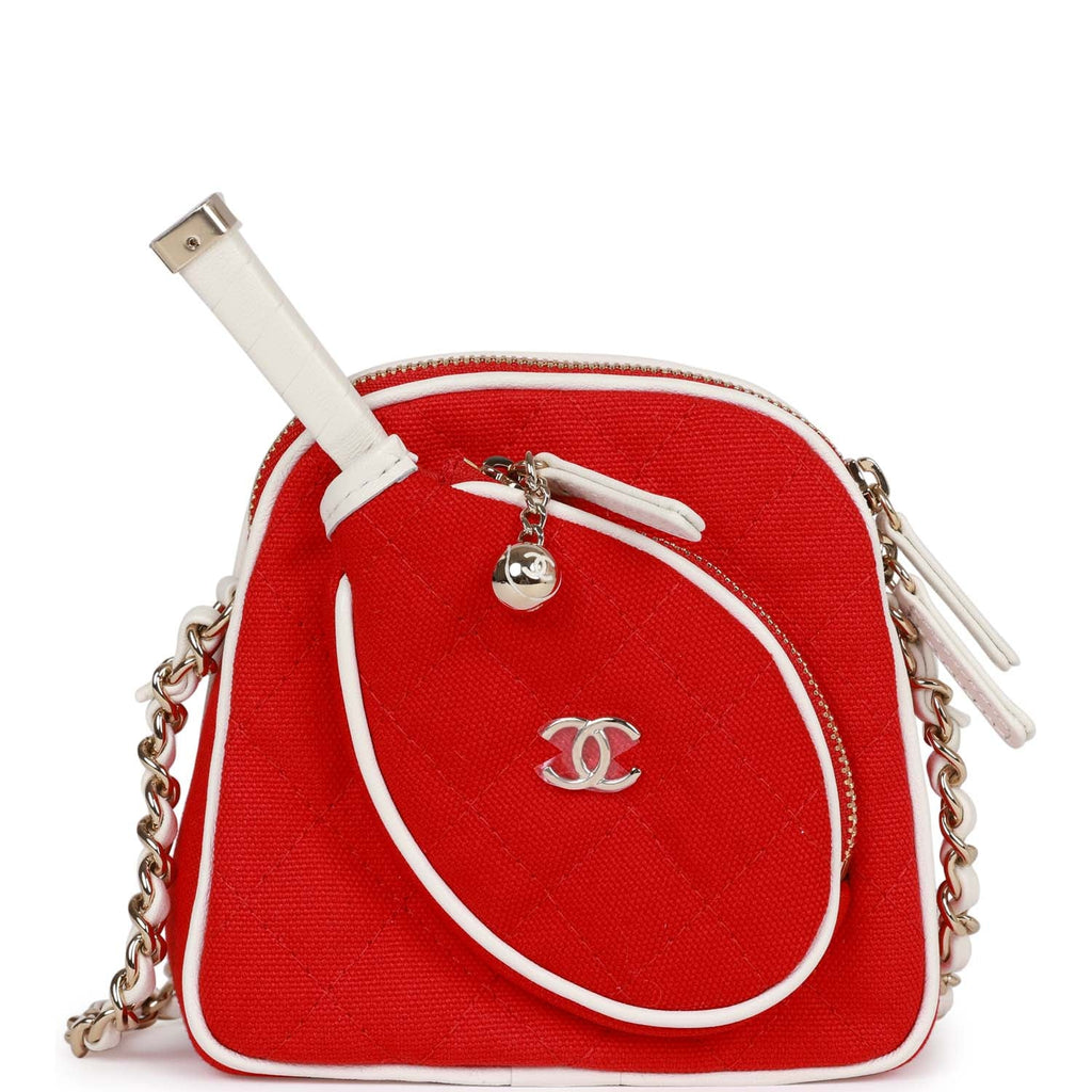 Chanel "Monte-Carlo" Mini Crossbody Tennis Bag Red Canvas Light Gold Hardware – Accessorio premium elegante