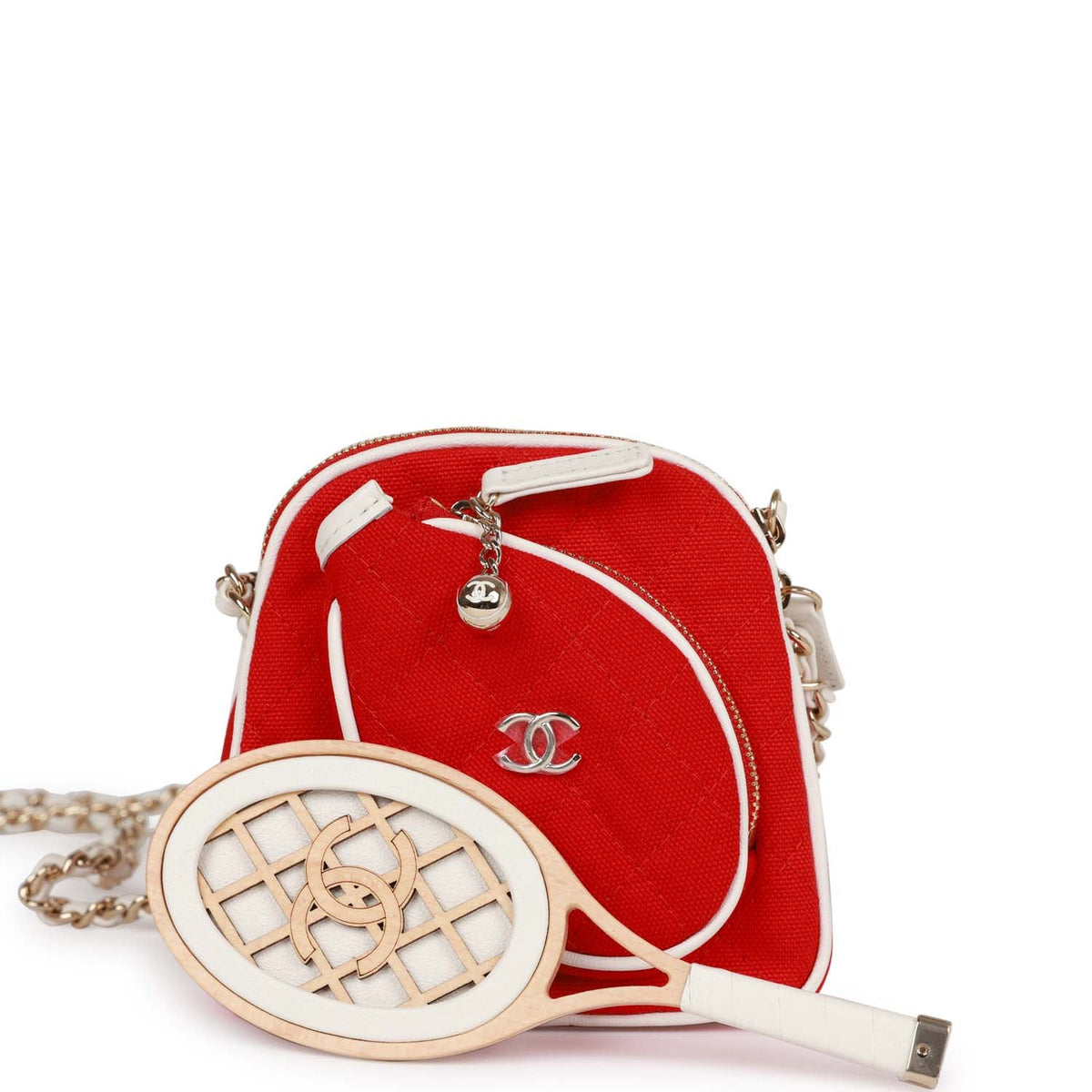 Chanel "Monte-Carlo" Mini Crossbody Tennis Bag Red Canvas Light Gold Hardware – Accessorio premium elegante