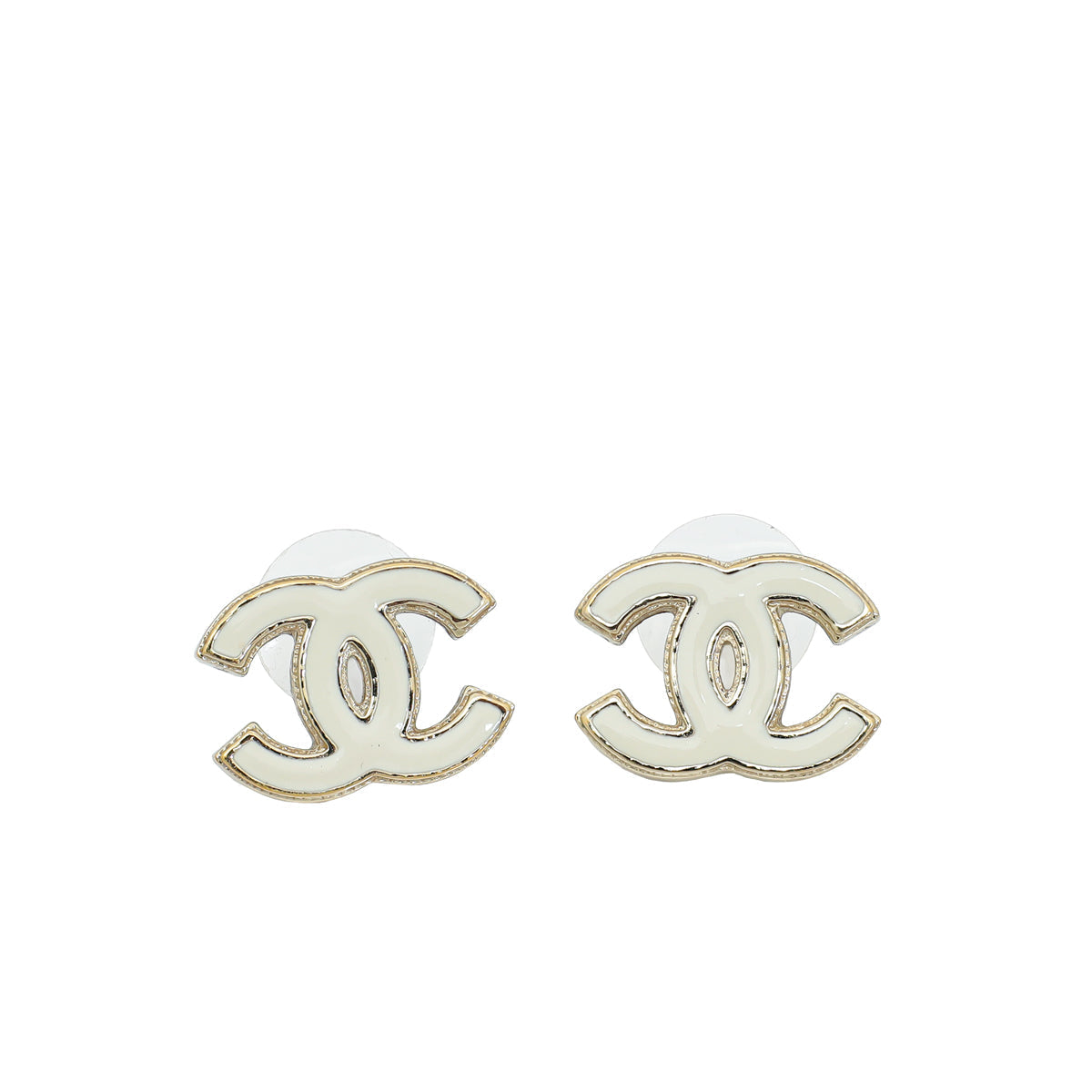 Chanel CC White Enamel Earrings – Accessorio premium elegante