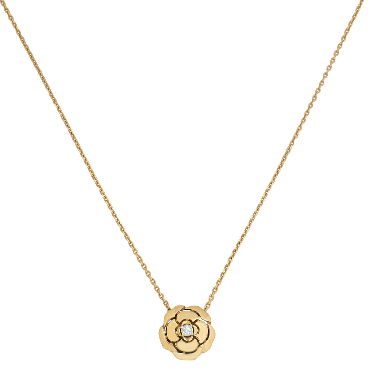 Chanel 18K Rose Gold Diamond Extrait de Camélia Necklace – Accessorio premium elegante