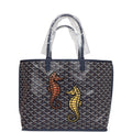 Goyard Goyardine Navy Blue Anjou PM Embroidered Seahorse Bag Palladium Hardware – Accessorio premium elegante