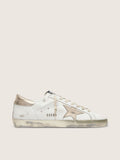 Golden Goose Super-Star Uomo con Foxing Sparkle Dorato e Lettering