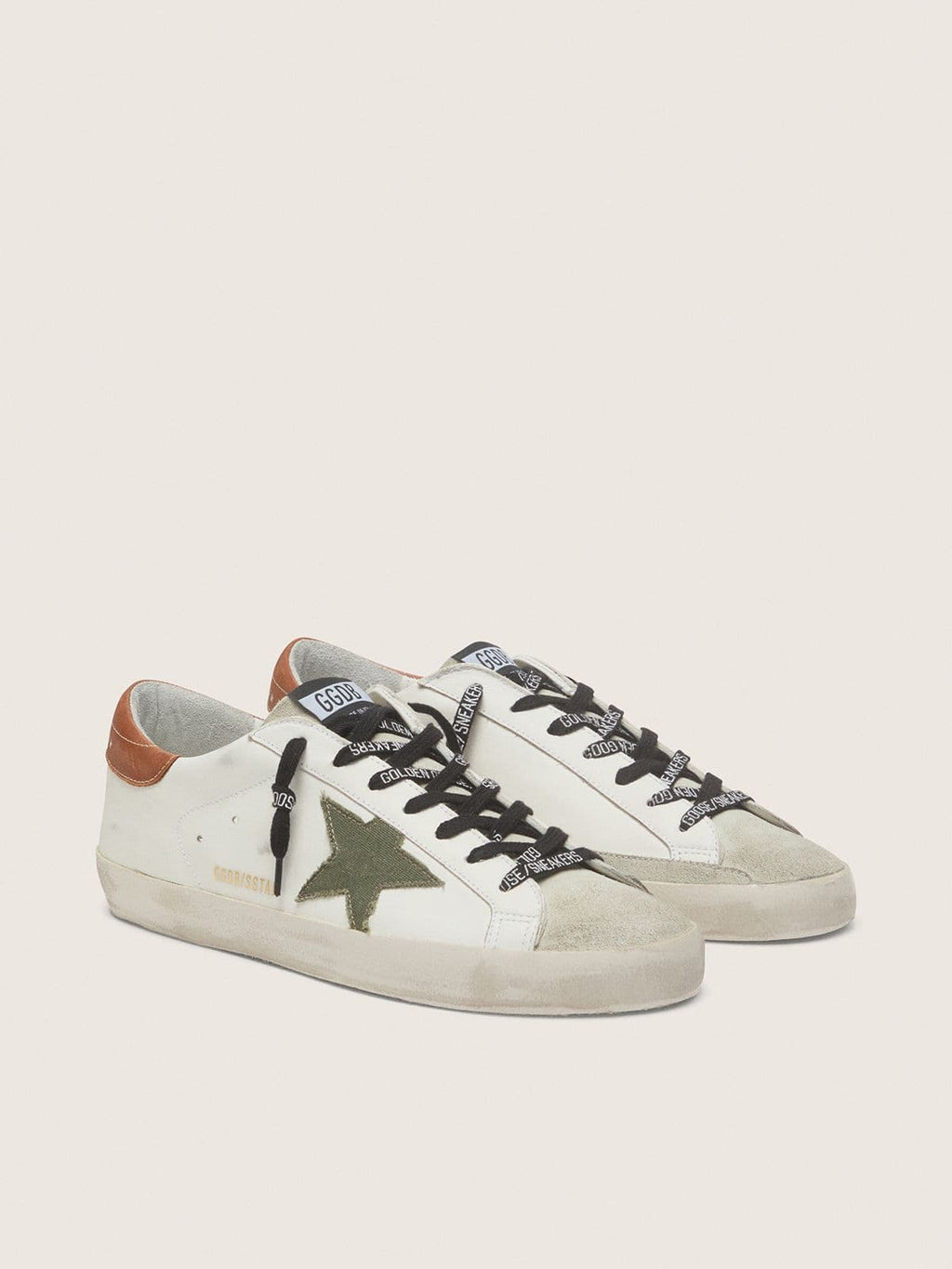 Golden Goose Super-Star Uomo con Stella in Canvas Verde Oliva
