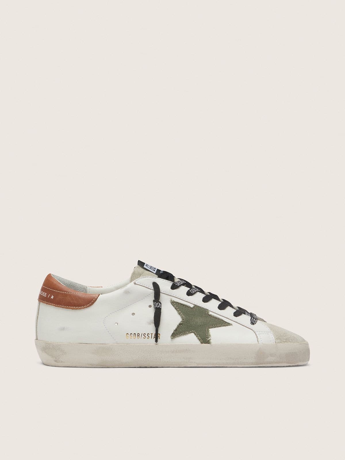 Golden Goose Super-Star Uomo con Stella in Canvas Verde Oliva