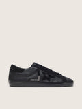 Golden Goose Super-Star Uomo in Nappa Nera con Dettagli in Suede e Foxing Nero