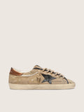 Golden Goose Super-Star Ltd Uomo in Canvas Beige con Stella in Pelle Nera