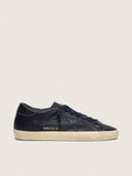 Golden Goose Super-Star Uomo in Pelle Blu Navy con Stella in Pelle Ton sur Ton