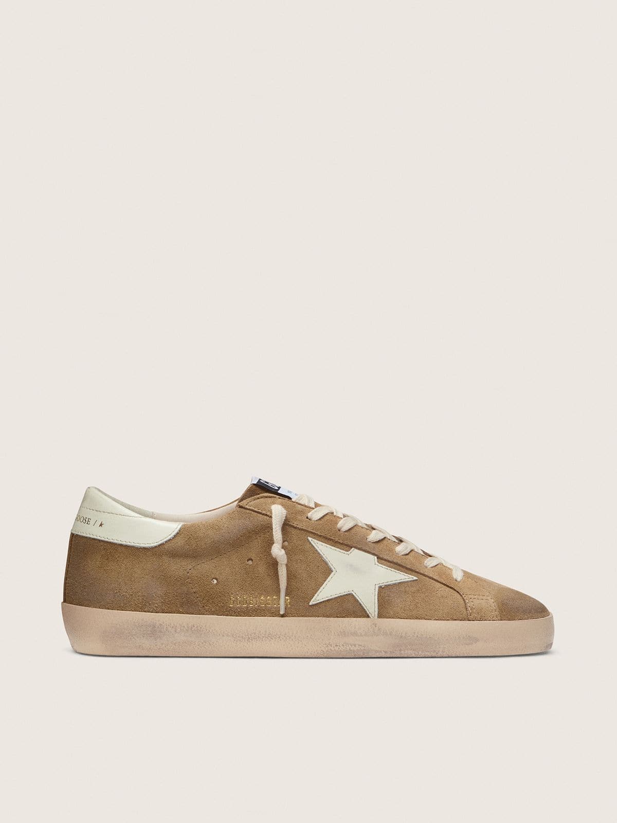 NUOVO ARRIVO - Golden Goose Super-Star Uomo in suede tabacco con stella in pelle bianca