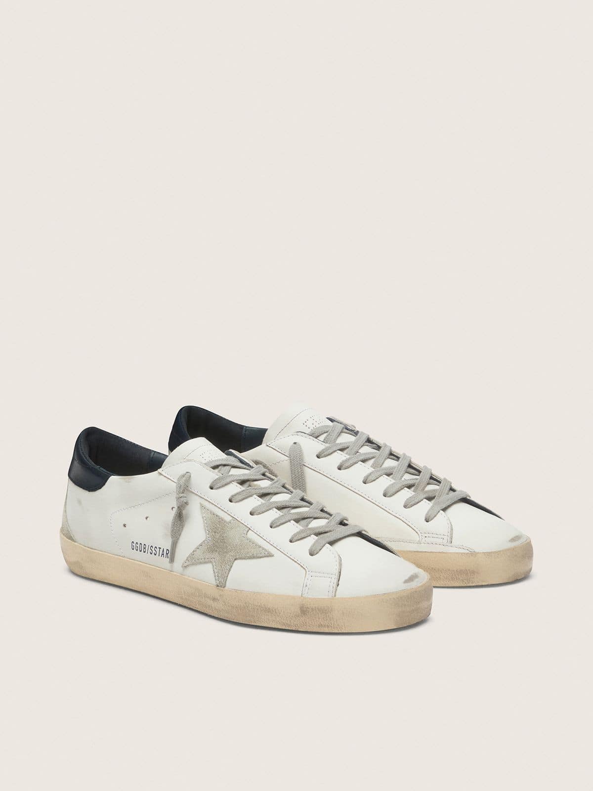 Golden Goose Super-Star Uomo con Stella in Suede e Talloncino Blu