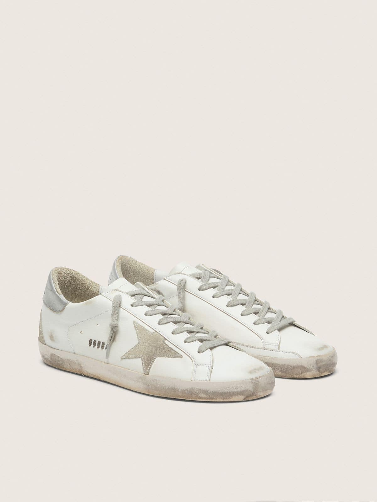 Golden Goose Super-Star Uomo con Talloncino Argentato e Lettering