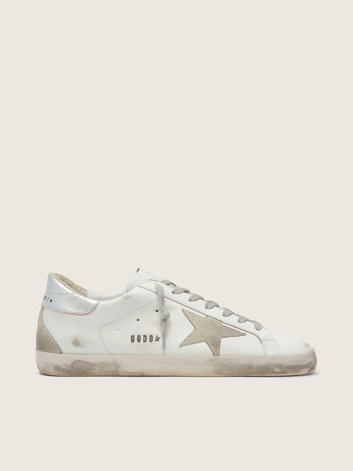 Golden Goose Super-Star Uomo con Talloncino Argentato e Lettering