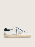 Golden Goose Super-Star Uomo Ltd in Pelle Bianca con Stella in Suede e Talloncino in Pelle Blu