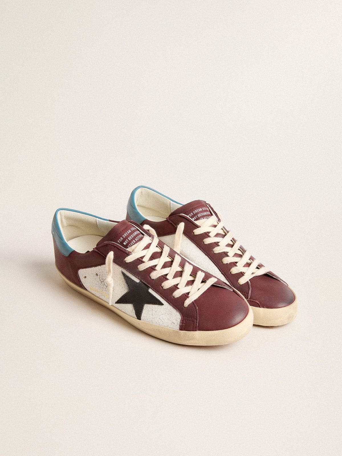 Golden Goose Super-Star Uomo in Pelle Craquel  con Stella Marrone e Talloncino Ottanio