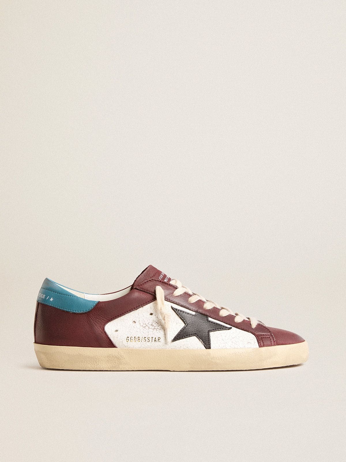 Golden Goose Super-Star Uomo in Pelle Craquel  con Stella Marrone e Talloncino Ottanio