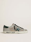 Golden Goose Super-Star Uomo in Nappa e Suede con Stella in Pelle Coccodrillo Verde