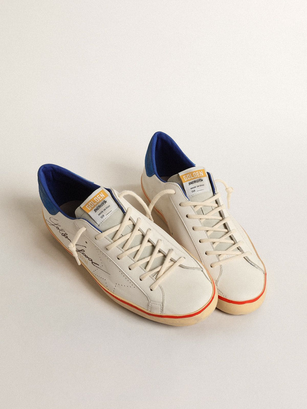Golden Goose Super-Star Uomo con Stella Traforata e Talloncino in Suede Blu