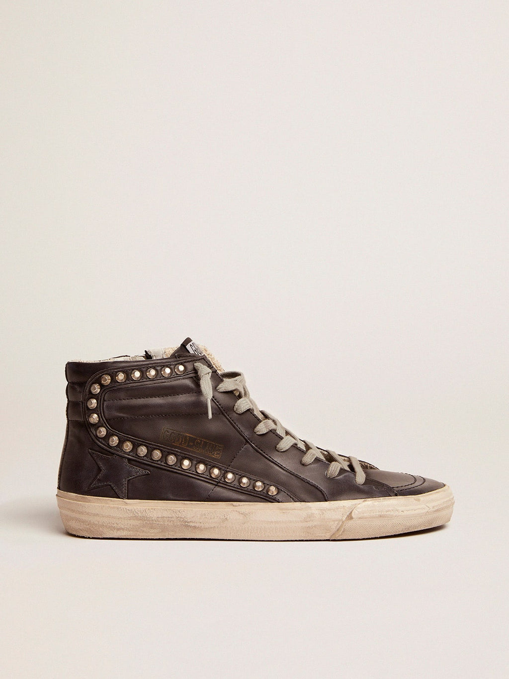 Golden Goose Slide Uomo di Colore Nero con Borchie Applicate