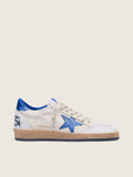 Golden Goose Ball Star Uomo in Nappa Bianca con Stella e Talloncino Bluette