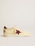 Golden Goose Ball Star Uomo in Nappa Beige con Stella e Talloncino in Rete Bordeaux