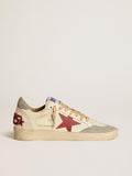 Golden Goose Ball Star Uomo Ltd in Nappa con Stella in Pelle Rossa e Talloncino in Suede Grigio