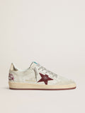 Golden Goose Ball Star Uomo in Pelle Nabuk Stampa Cocco con Stella in Suede Bordeaux