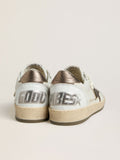 Golden Goose Ball Star Uomo in Nappa Bianca con Stella e Talloncino in Pelle Laminata Color Bronzo